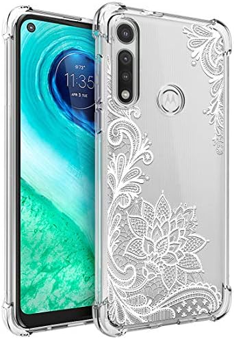 Osophter for Moto G Fast Case for Girls Women Shock-Absorption Flexible TPU Rubber Cell Phone Cases Cover for Motorola Moto G Fast(White Lace)