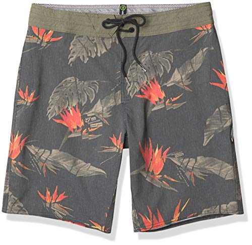 Volcom Men's Floral Erupter Stoney 19' Boardshort, Black, 32