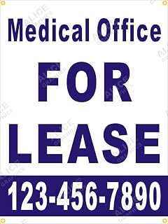 36" X 48" Custom Printed Medical Office FOR LEASE Vinyl Banner Sign with Your Phone Number (Design #3), Existing Text Change Available (Optional)