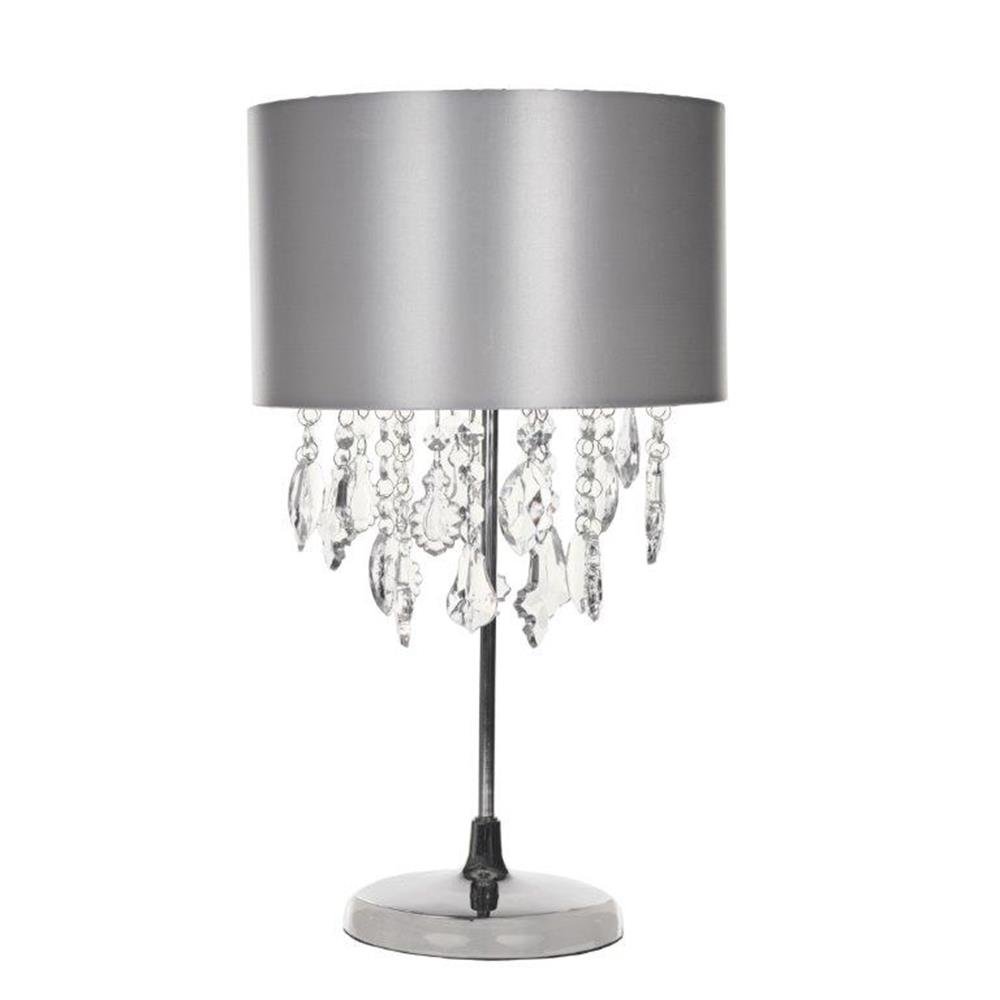 K Living Silver Sheldon Table Lamp With Beaded Lamp Shade