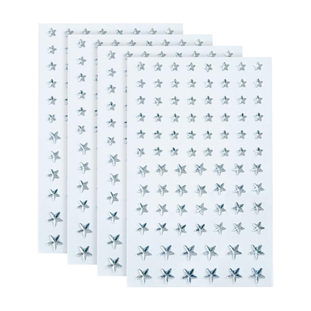 FSSTUD 352 Pcs Star Shaped Gem Stickers Self Adhesive Acrylic Stars Assorted Size Star Rhinestone Stickers Sticky Eye Gems Sparkly Jewel Sticker Shiny Diamond Sticker for Crafts Makeup