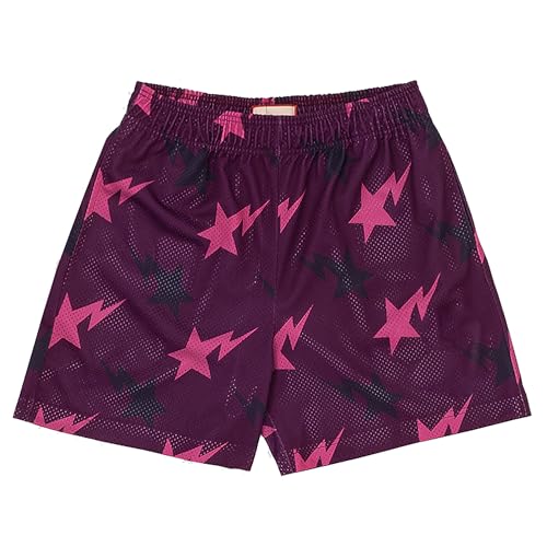Jourhong Shorts Mesh Print Drawstring Shorts Hip Hop...