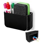 FRETONBA Magnetischer Stiftehalter Faltbarer, Magnetisch Marker Organizer, Magnet Ablage Whiteboard Stifthalter, Markerhalterung für Kühlschrank, Schließfach, Schwarz