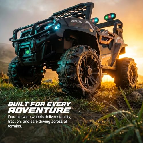 Image of Baybee Broot Electric Car for Kids with Parental Control | Baby Battery Operated Ride On Toy Car with 4x4 Motor, RGB Lights, Music & Swing Mode | Rechargeable Battery Car for Kids 2-6 Years (Black)