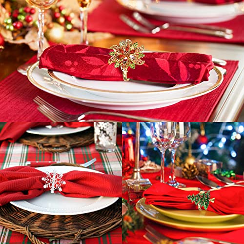 Image of Legigo Set of 12 Christmas Tree Napkin Rings Set- Metal Xmas Napkin Ring Holders for Cloth Napkins, Christmas Holiday Party Dinner Table Decoration