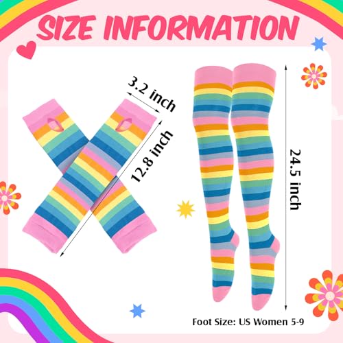 Image of Geyoga Arm Warmers Leg Warmers Striped Thigh High Socks Fingerless Gloves Stockings Christmas Halloween
