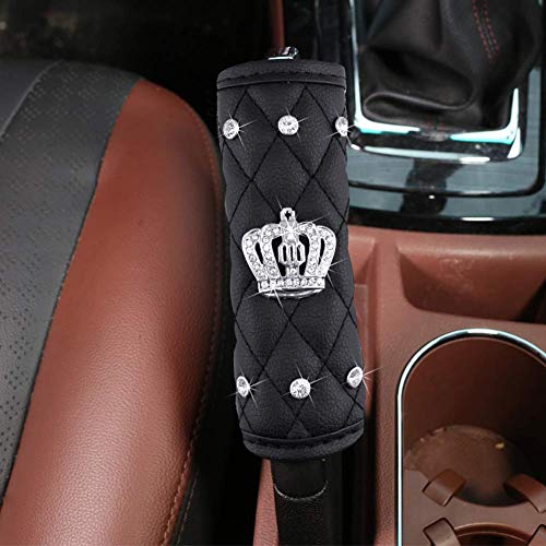Crown Car Accessories For Women Car Leather Seat Belt Cover Rhinestone Shoulder Pad Crown Crystal Diamond Auto Handbrake Gear Covers Universal Fit All Car #TOP3