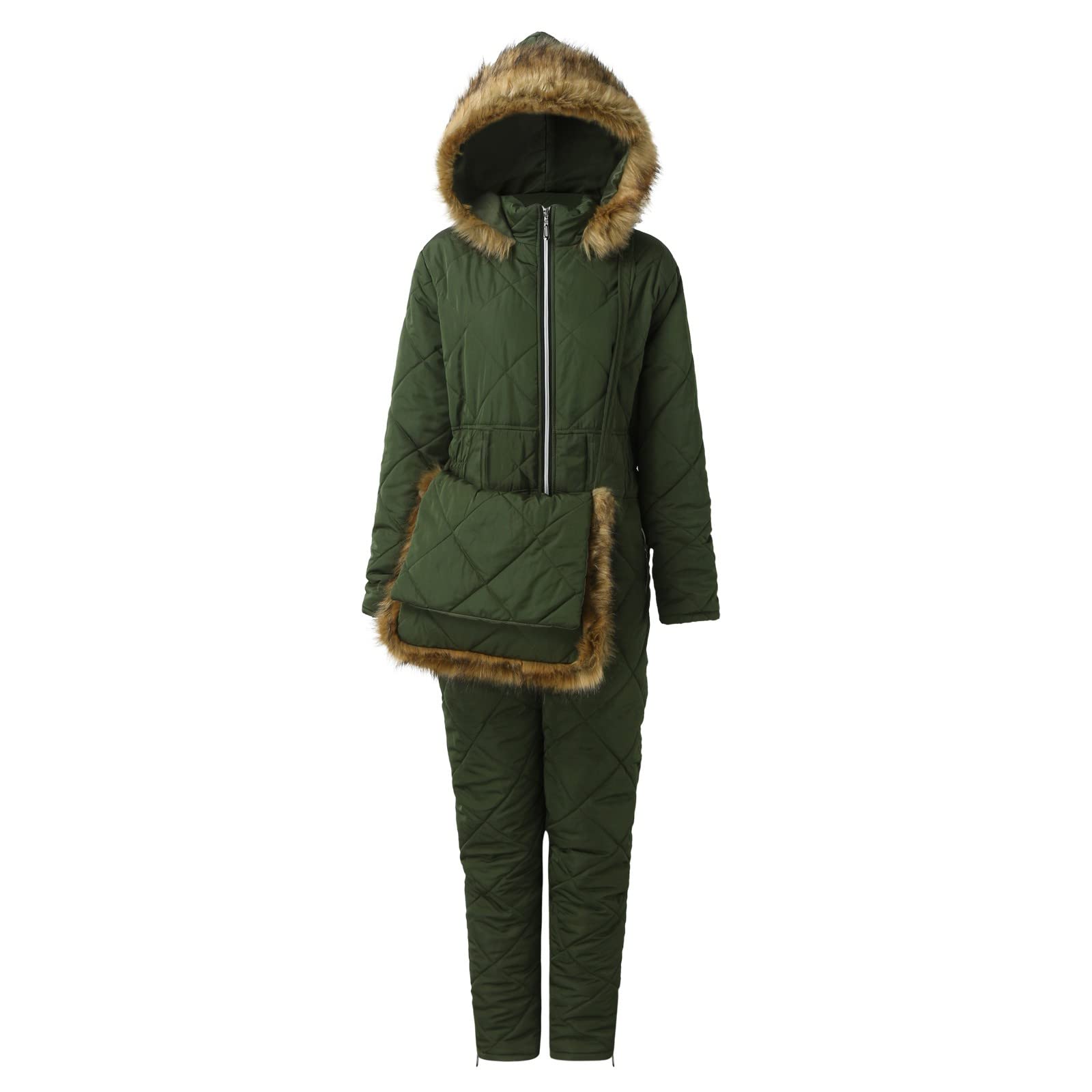 Ski-Overall für Damen, mit Reißverschluss, Ski-Anzüge, für den Winter, Outdoor, einteiliger Skianzug, wasserdichte Jacke, Schneeanzug und nicht abnehmbare Outdoor-Sporthose, modischer klassischer