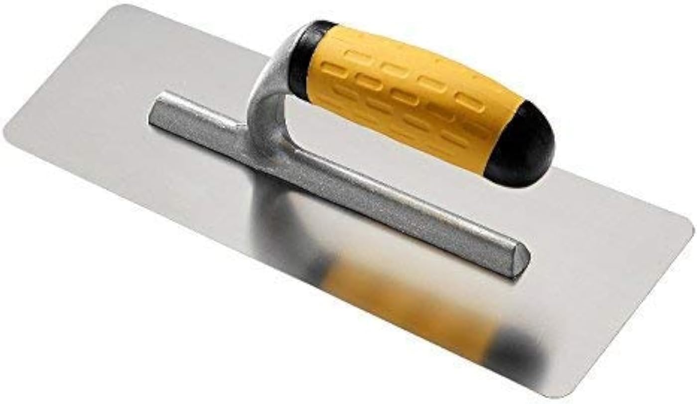 Stainless Steel Marmorino Trowel by Pennelli Tigre, Trapezoidal Shape with Rubber Handle (9 Inch)