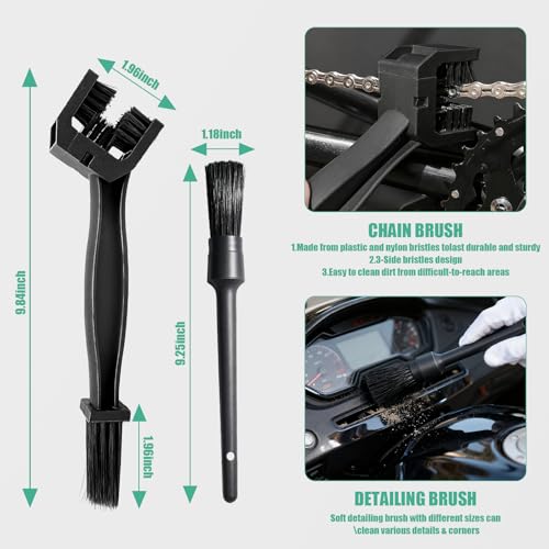 Autokcan 13PCS Motorcycle Cleaning Kit, Motorcycle Detailing Kit Overall Cleaner Tools Car Washing Brush Rims Cleaning Kit Chain Tire Wheel Brush Set Chain Tire for Car Bike Motorbike