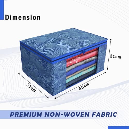 Image of Kuber Industries (Pack of 24) Saree Covers | Non-Woven Saree Bags | Foldable Storage Bag for Almirah & Wardrobe (9 Inch) Clothes Bag for Women (Lahariya Print) Sari Cover Bags | Blue