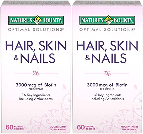 Nature s Bounty Optimal Solutions Hair, Skin & Nails Formula, 120 Coated Caplets (2 X 60 Count)