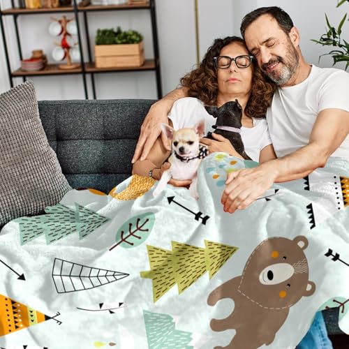Couverture polaire ours fox tree douce couverture plaid chaude pour lit 150x200 - 7
