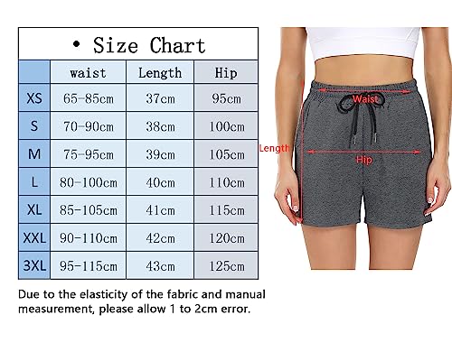 Shorts Femmes Coton Shorts de Sport Bermudas Pantalon Court Décontracté de Survêtement Jogging Fitness Sport Training Yoga Tennis Joggers D'été pour Femmes (Gris Profond, L) – vue 7