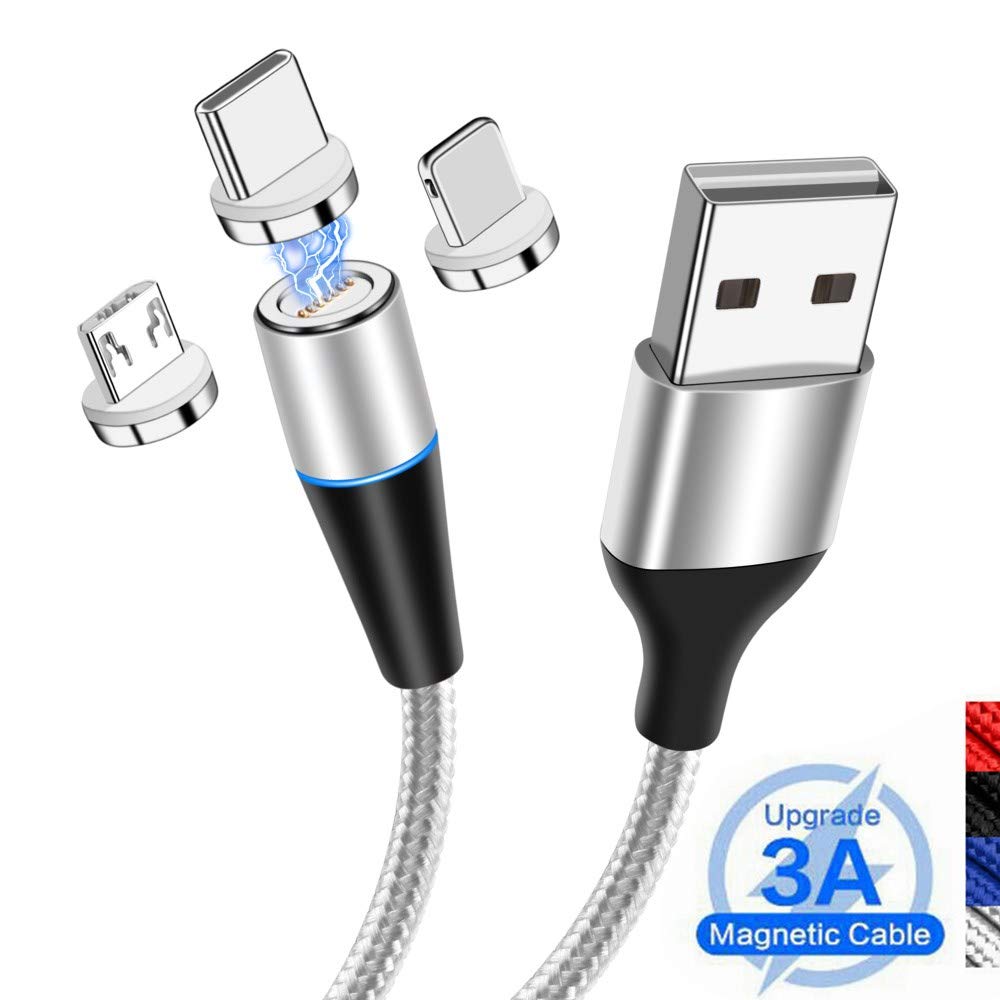 UGI Magnetic Charging Cable in Multi Fast Charging Cable 3A Quick  Charge Data Sync Nylon Braided with LED Light Magnet USB Cable