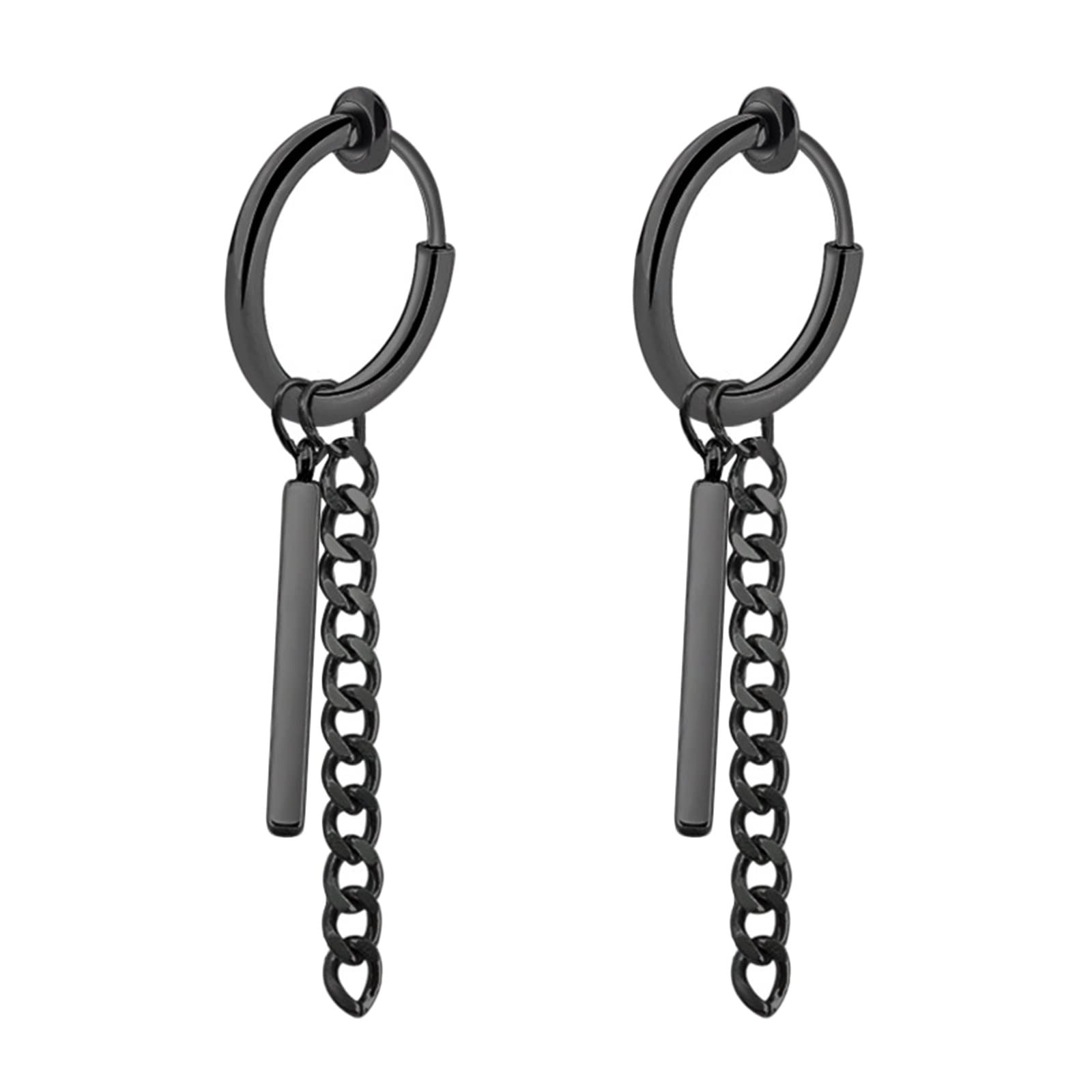 ANAZOZ Pendientes de Mujer Aros,Pendientes de Aro Acero Inoxidable con Cadena y Barra Pendientes Hombre de Plata
