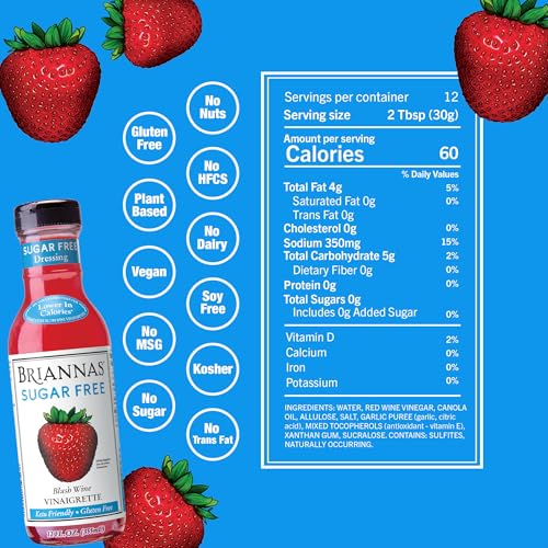 Image of BRIANNAS - Sugar Free Blush Wine Vinaigrette Dressing - Lower Calorie Salad Dressing made with Premium Ingredients - 12 oz. Bottles - 2 Pack