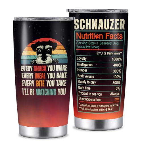 YILOWEMY Schnauzer - presentes para mulheres e homens, copo isolado de 20 onças, presentes para cães, mãe, pai, presentes de aniversário de Natal para amantes de cães, presentes de caneca de café