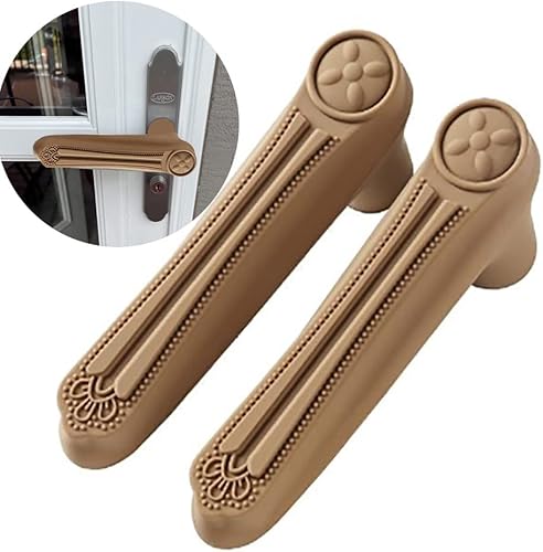 Miniatura 1 de Cubierta para manija de puerta, 2 piezas anticolisión, antiestática, para manija de puerta, cubierta protectora de silicona para niños (marrón)