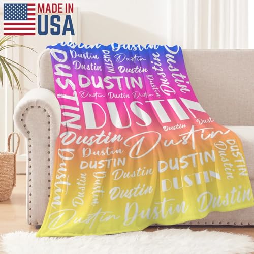 Name Blanket Personalized Name Blanket Customized Blanket with Name Text for Adult Kid Birthday Christmas Mothers Fathers Valentines Day Gift