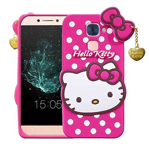 Image of Unirock Hello Kitty Back Case Cover for Asus Zenfone Max Pro M1| 3D Cute Hello Kitty Case |Soft Silicone Rubber Back Cover with Pendant Kitty Cover for Asus Zenfone Max Pro M1 (Pink)