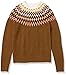 Amazon Essentials Crewneck Sweater for Women, Soft-Touch, Medium Brown Fair Isle Pattern, Large