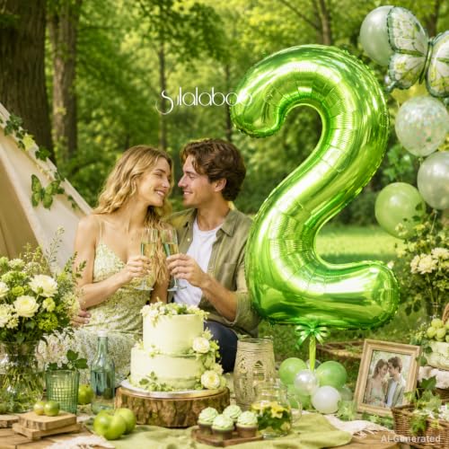 Image of 40 Inch Green Number 12 Balloon Lime Big Large Helium Number 0-9 | Giant Digital 12th Foil Mylar Party Balloon for Birthday Party Anniversary Graduation Decorations