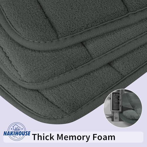 NAKIHOUSE 3 Piece Non-Slip Bath Mat Set, Luxury Thick Memory Foam Bathroom Rugs, Water Absorbent Soft Shower Mat Machine Washable Toilet Mat for Bathroom Floor, Gray - Cosy Home Interiors NAKIHOUSE 3 Piece Non-Slip Bath Mat Set, Luxury Thick Memory Foam Bathroom Rugs, Water Absorbent Soft Shower Mat Machine Washable Toilet Mat for Bathroom Floor, Gray - Image 6