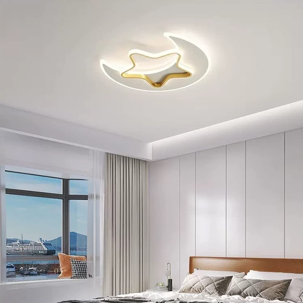 Lampa sufitowa LED w kształcie gwiazdy i księżyca z kreskówek, ochrona oczu, sypialnia, pokój dziecięcy, nowoczesna kreatywna lampa sufitowa, żyrandol