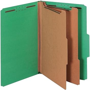Pendaflex Classification Folders, Standard, 2 Dividers, Embedded Fasteners, 2/5 Cut Tab, Dark Green, Legal, 10/BX 29033