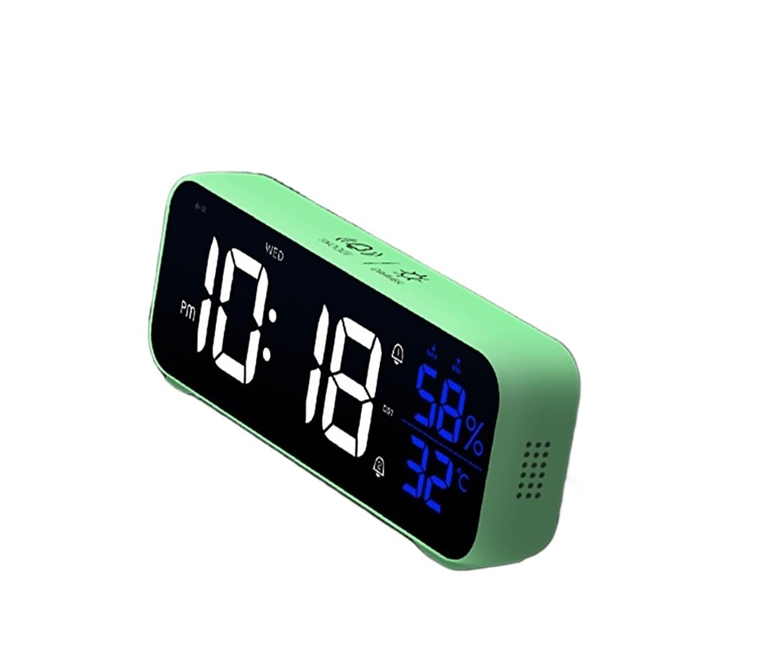 POAHNCU Alarm Clock, Music LED Digital Alarm Clock Voi Control Temrature Humidity Display Desktop Clocks Home Table Decoration,for Heavy Sleeper(Green)