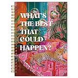 WARDOS Trendy Leopard Inspirational Notebook Journal 5.5x8.3, What's the Best That Could Happen Motivational Notebooks for Note Taking, Maximalist Tropical Botanical Cheetah Spiral Journal