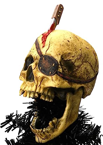 Tree Buddees Creepy Pirate Skull Tree Topper for Christmas or Halloween Trees - Large 10