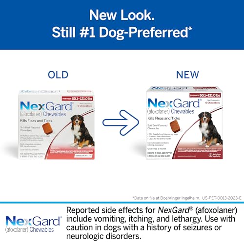 NexGard® (afoxolaner) Flea and Tick Protection for Dogs Oral Soft Beef Flavored Chewables, 60.1 to 121 lbs (Red Box) 3 Chews (3 Month Supply) - Thumbnail 4