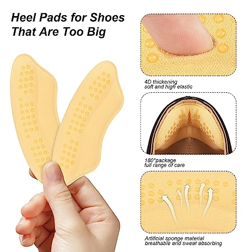 Image of Foam Heel Pads for Shoe that are Too Big Inserts Heel Grips, Back of Heel Cushions Protectors Liner Heel Slip Pads,Blisters,Shoe Filler for Loose Shoe (AntiSlipBeige)