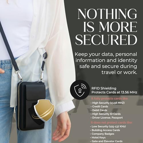 BULL GUARD Crossbody Leather Wallet Phone Purse, Anti Theft and RFID Blocking, Small Elegant Design for Travel4