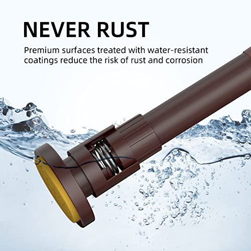 Smodbrodre Shower Curtain Rod - 32-80 Inch Brown Spring Tension Shower Curtain Rods For Bathroom With Shower Rod Holders, 1 Inch Stainless Steel Shower Curtain Rod No Drill, Non-Slip #TOP2
