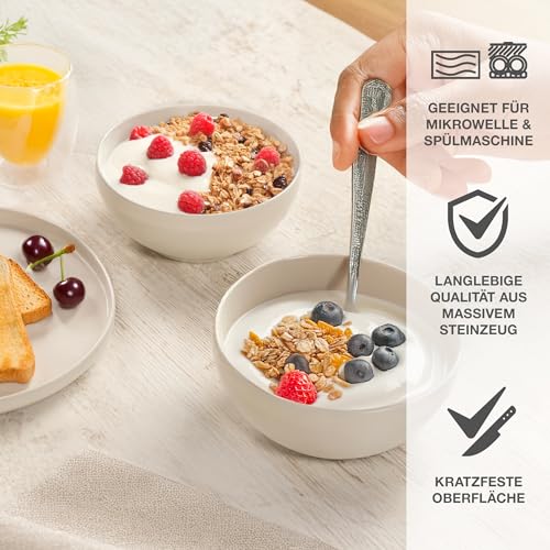 Moritz & Moritz CAVO Müslischalen 6er Sand - Stylisches und robustes Schalen Set aus Steinzeug für Müsli, Suppen & Salate - Spülmaschinenfest, mikrowellengeeignet, ideal für den täglichen Gebrauch
