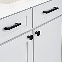 Vista 5 de Homdiy Paquete de 5 tiradores para gabinete color negro mate, manijas de zinc de aleación para cajones y aparadores, accesorios de cocina