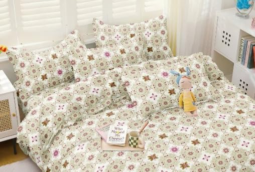 Image of TIB The Intellect Bazaar Flat Double Bedsheets with 2 King Size Pillow Covers | Double Bed Breathable | Wrinklefree | Ultrasoft | 90 x 100 Inches, 7X7.5 Feet | M-Rangoli