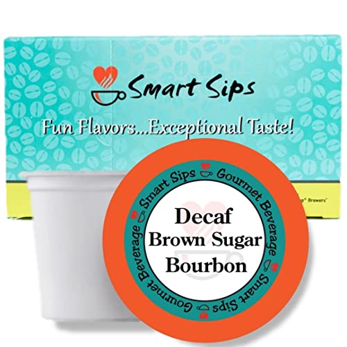 Smart Sips, Decaf Brown Sugar Bourbon Flavored Coffee, 24 Count, Medium Roast, Compatible With All Keurig K-Cup Machines #TOP24