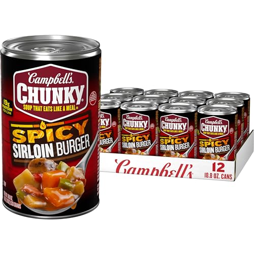 Campbell's Chunky Soup, Spicy Sirloin Burger Soup, 18.8 Oz Can (Case of 12)