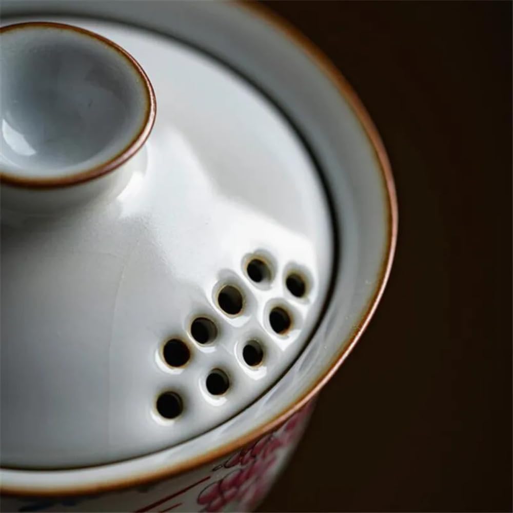 Zestaw do herbaty 150 ml, chińska ceramika, zestaw do herbaty Gaiwan, ręcznie malowana ceramika, porcelana Gaiwan, herbata Kung Fu, biała