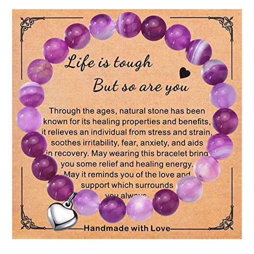 Rankeef Healing Bracelets For Women Inspirational Gifts For Women Friends Get Well Soon Gifts Amethyst Bracelet Birthday Gifts Anti-Anxiety Bracelet For Women Teen Girls Sister #TOP6