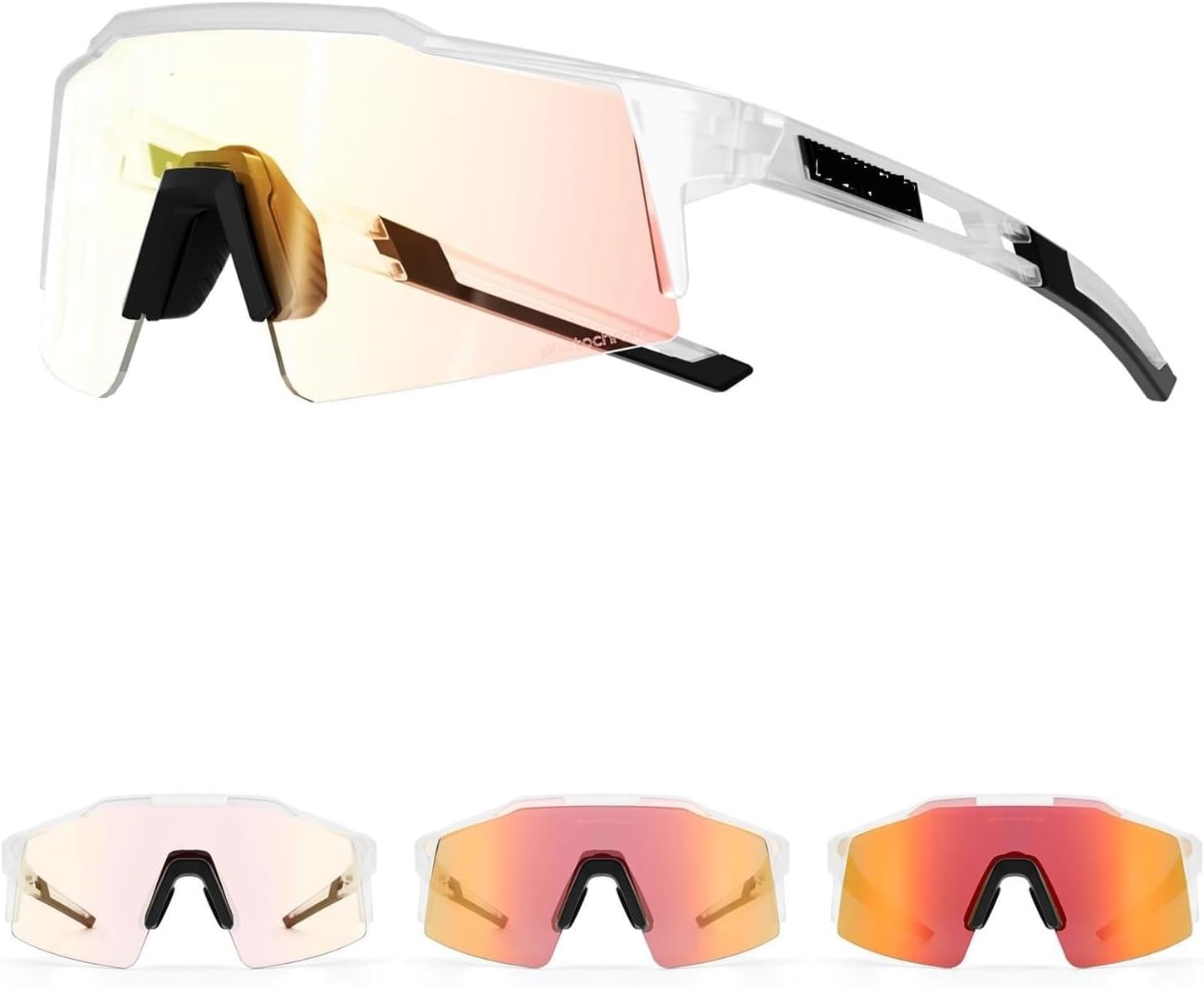 PETRELS Cycling sunglasses Photochromic Cycling Sunglasses Men Women Bike Glasses Riding Driving Mountain Bike Goggles Eyewear Sports(RE-1L-12)