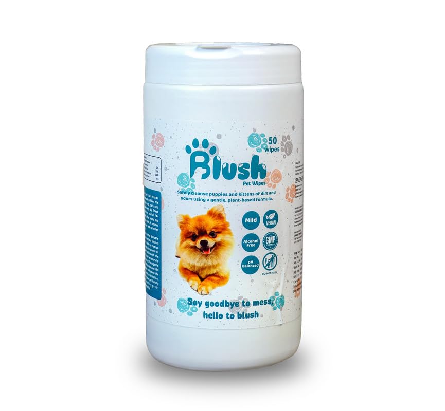 BLUSH Pet Dog Wipes Convenient Jar Gentle Grooming and Cleaning for Dogs Hypoallergenic, Antibacterial, and Deodorizing Perfect for Paw, Ear, and Eye Care - Natural Ingredients Pack of 1 (B0D3GSYQMZ) Amazon Price History, Amazon Price Tracker