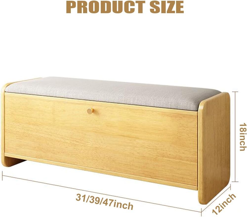 Moderno zapatero de madera con 2 puertas abatibles, banco de entrada y asiento acolchado, elegante zapato para dormitorio y Halay (31 x 12 x 18 pulgadas, color: A)