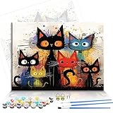 Cat Paint by Numbers Kit for Adults Framed Canvas,Animal Painting by Numbers Kits with Frame on Canva for Beginner,DIY Watercolor Oil Painting Frame for Birthday Gift Relax Decor for Home Wall. (cat1)