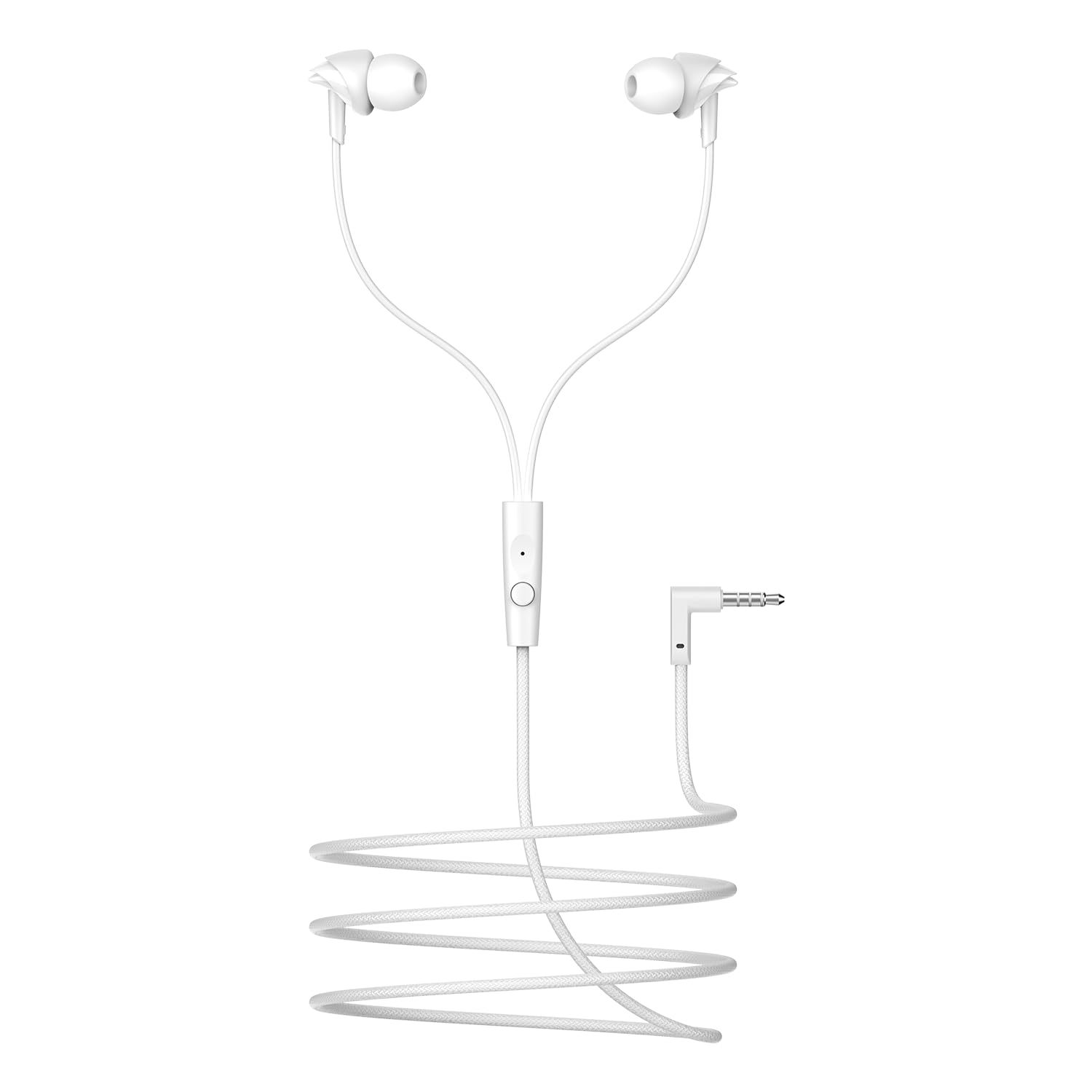 Boat 2025 Launch Bassheads 213L, 10mm Drivers, Signature Sound, in-Line Microphone, Integrated Controls, 3.5mm L-Shaped Connector & 120cm Braided Cable Wired Earphones with Mic (Active White)-image-11
