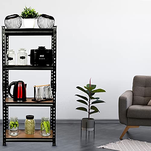 Image of STAR WORK Metal Shelving Unit Adjustable Garage Storage Utility Rack Shelves Multipurpose Shelf Warehouse Basement Kitchen Living Room Pantry (Black, 4 Section (4'6 inchX 2'X 1' FT))